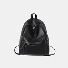 PU Leather Zip Backpack Bag Black One Size Backpacks