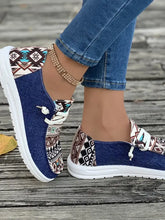 Geometric Lace-Up Round Toe Slip-Ons Woman Loafers