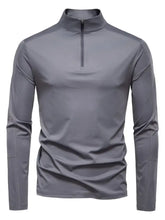 Men's Sun Protection Long Sleeve Half-Zip T-Shirt Dark Gray Mens Tops