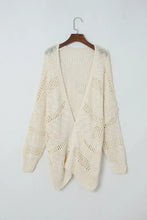 Openwork Open Front Long Sleeve Cardigan Woman Outerwear