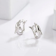 925 Sterling Silver Zircon Dolphin Earrings Silver One Size Earrings