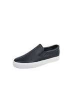 Round Toe Flat Slip-Ons Black Woman Loafers