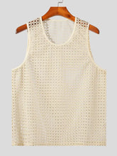Men's Openwork Round Neck Tank Mens Tops