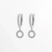 925 Sterling Silver Inlaid Zircon Hoop Dangle Earrings Silver One Size Earrings
