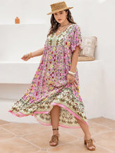 Plus Size Floral Tie Neck Flutter Sleeve Maxi Dress Woman Maxi Dress