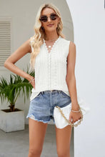 Spliced Lace V-Neck Tank White Tanks & Camis