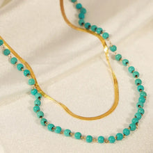 Turquoise Titanium Steel Double-Layered Necklace Necklaces