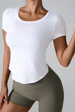 Cutout Round Neck Short Sleeve Active T-Shirt Woman Activewear