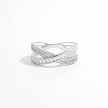 X Shape Inlaid Zircon 925 Sterling Silver Ring Silver Rings