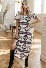 Aztec Print V-Neck Midi Dress Beige Woman Casual Dress