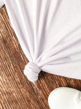 White short-sleeve Simply Love graphic T-shirt with knotted hem