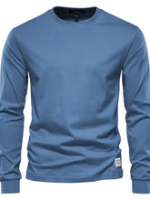 Men's Full Size Round Neck Long Sleeve T-Shirt Plus Size Dusty Blue Mens Tops