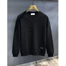 Men's Plus Size Textured Round Neck Long Sleeve Sweatshirt Black XL Mens Tops