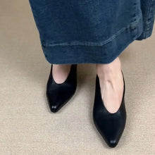 Point Toe Block Heels Pumps Black woman pumps
