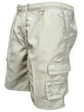 Men's Plus Size Drawstring Shorts with Cargo Pockets Ivory Mens Bottoms