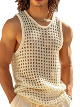 Men's Openwork Round Neck Tank Mens Tops