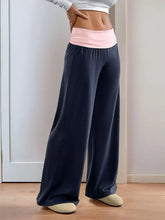 Perfee Contrast Wide Leg Pants Woman Pants