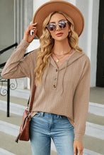 Drawstring Half Button Long Sleeve Hoodie Woman Sweatshirts