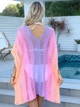 Openwork Contrast V-Neck Cover-Up Swimwear Cover-Ups