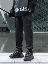 Men's Plus Size Cargo Jogger Pants with Multi Pockets Black Woman Sweatpants