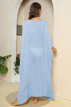 V-Neck Three-Quarter Sleeve Cover-Up Swimwear Cover-Ups