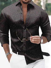 Men's Full Size Button Up Long Sleeve Shirt Plus Size Black Mens Tops