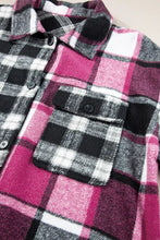 Pocketed Plaid Collared Neck Long Sleeve Shacket Casual Dresses