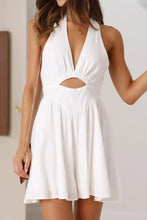 Cutout Halter Neck Mini Dress White Casual Dresses