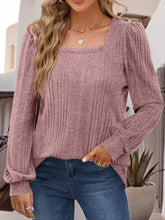 Square Neck Long Sleeve Top Dusty Pink Woman Blouses