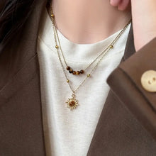 Tiger's Eye Copper Double Layered Necklace Fashion Jewelry