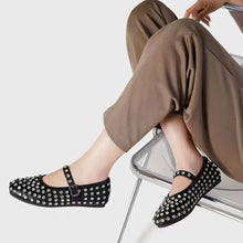 PU Leather Studded Flat Loafers Woman Loafers