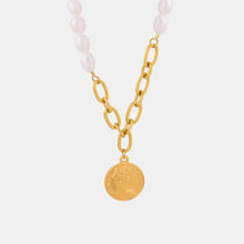Coin pendant Pearl Titanium Steel Necklace Necklaces