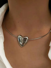 Stainless Steel Heart Pendant Choker Necklace Silver One Size Necklaces