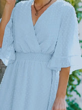 Swiss Dot Flare Sleeve Wrap Mini Dress Woman Casual Dress