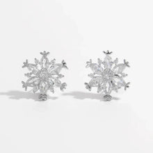 925 Sterling Silver Zircon Snowflake Earrings Silver One Size Earrings