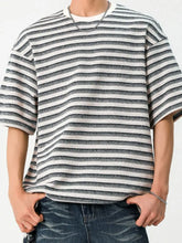 Men's Striped Round Neck Half Sleeve T-Shirt Mens Tops