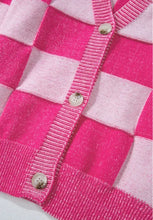 Checkered V-Neck Long Sleeve Cardigan Woman Outerwear