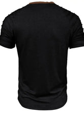 Men's Full Size Casual Henley Short Sleeve Top with Contrast Collar Plus Size Mens Tops
