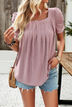 Devine Eyelet Square Neck Puff Sleeve T-Shirt Woman T Shirts