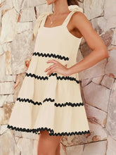 Contrast Trim Tie Shoulder Dress Woman Casual Dress