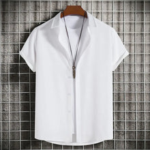 Men's Plus Size Casual Short Sleeve Button Down Shirt White Mens Tops