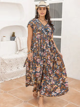 Plus Size Ruffled Printed Cap Sleeve Dress Multicolor Woman Maxi Dress