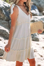 Solid Color Tied Straps Ruffle Tiered Mini Dress Casual Dresses