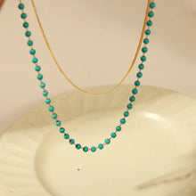 Turquoise Titanium Steel Double-Layered Necklace Necklaces