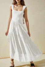 Square Neck Wide Strap Dress White Casual Dresses