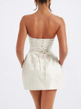 Lace-Up Sleeveless Satin Mini Dress with Bow Cocktail Dress