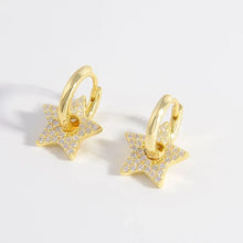 925 Sterling Silver Zircon Star Earrings Gold One Size Earrings