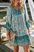 Devine Printed Tie Neck Mini Dress Light Blue Woman Casual Dress