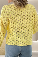 Openwork V-Neck Long Sleeve Cardigan Woman Outerwear