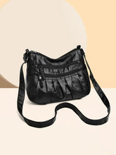 PU Leather Ruched Adjustable Strap Shoulder Bag Black One Size Shoulder Bags